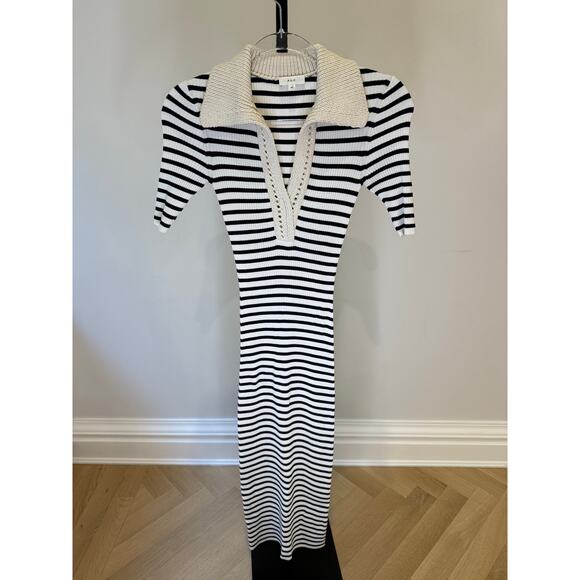 A.L.C - Womens Darcy Striped Knit Midi Dress Fitted - XS - Picture 1 of 9